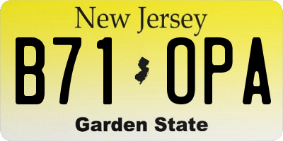 NJ license plate B71OPA