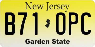 NJ license plate B71OPC