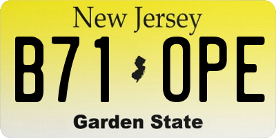 NJ license plate B71OPE