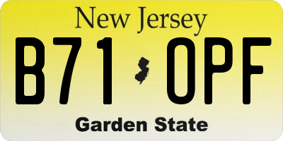 NJ license plate B71OPF