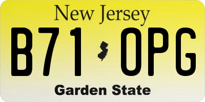 NJ license plate B71OPG