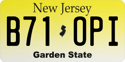 NJ license plate B71OPI