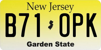 NJ license plate B71OPK