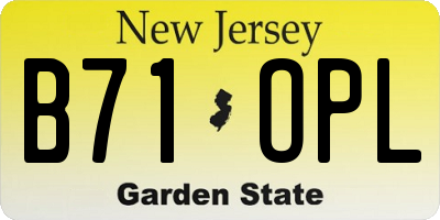 NJ license plate B71OPL