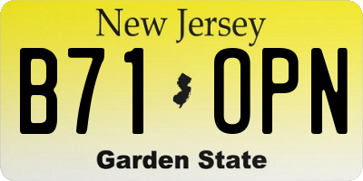 NJ license plate B71OPN