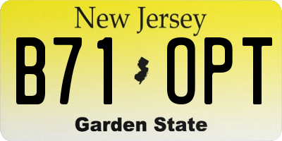 NJ license plate B71OPT
