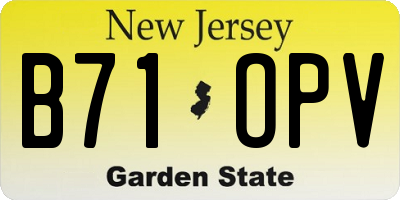 NJ license plate B71OPV