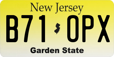 NJ license plate B71OPX