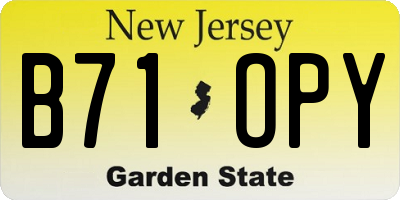 NJ license plate B71OPY