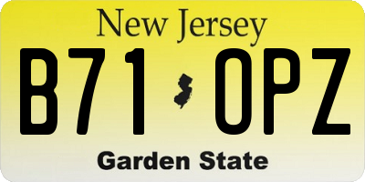 NJ license plate B71OPZ