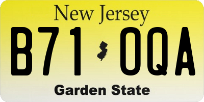 NJ license plate B71OQA