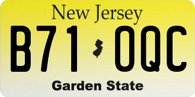 NJ license plate B71OQC