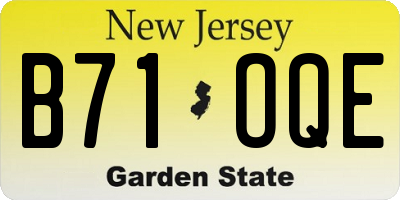 NJ license plate B71OQE