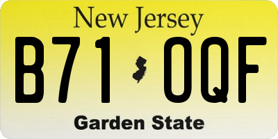 NJ license plate B71OQF