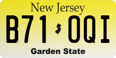 NJ license plate B71OQI