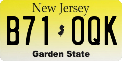 NJ license plate B71OQK