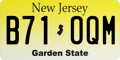 NJ license plate B71OQM