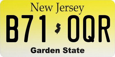 NJ license plate B71OQR