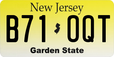 NJ license plate B71OQT