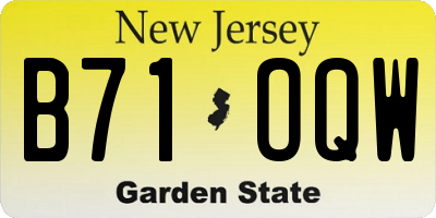 NJ license plate B71OQW