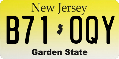NJ license plate B71OQY