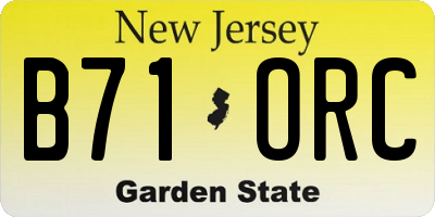 NJ license plate B71ORC