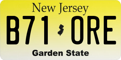 NJ license plate B71ORE