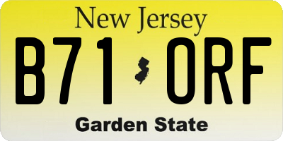 NJ license plate B71ORF