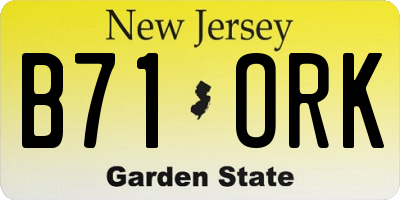 NJ license plate B71ORK