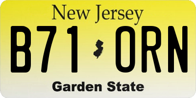 NJ license plate B71ORN