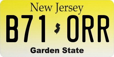 NJ license plate B71ORR