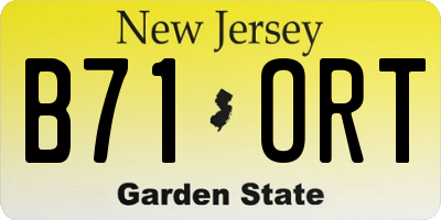 NJ license plate B71ORT