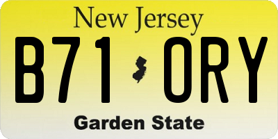 NJ license plate B71ORY