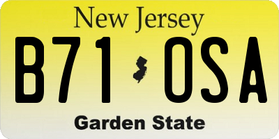 NJ license plate B71OSA