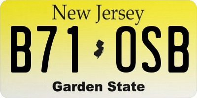 NJ license plate B71OSB