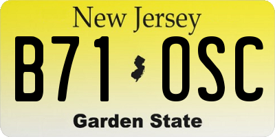 NJ license plate B71OSC