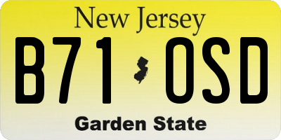 NJ license plate B71OSD
