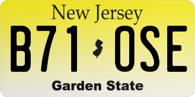 NJ license plate B71OSE