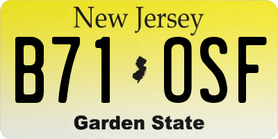 NJ license plate B71OSF