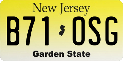NJ license plate B71OSG