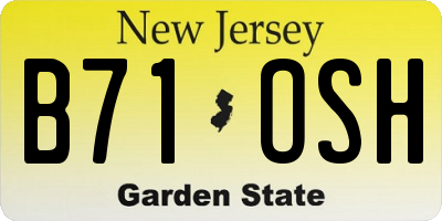 NJ license plate B71OSH
