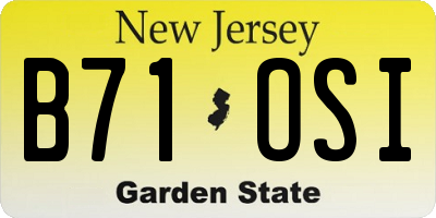 NJ license plate B71OSI