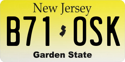 NJ license plate B71OSK