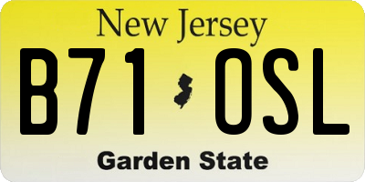 NJ license plate B71OSL
