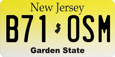 NJ license plate B71OSM