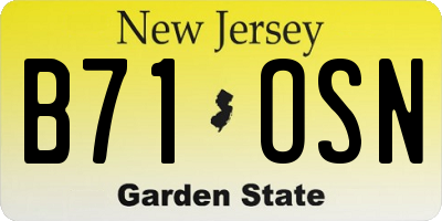 NJ license plate B71OSN