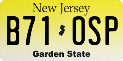 NJ license plate B71OSP