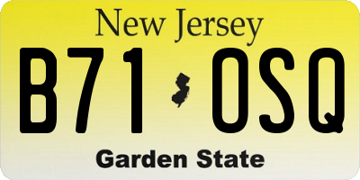 NJ license plate B71OSQ