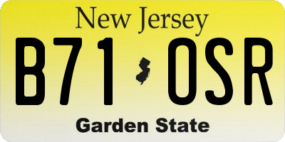 NJ license plate B71OSR
