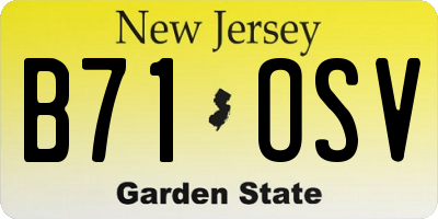 NJ license plate B71OSV